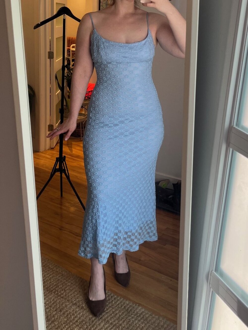 Baby blue lace mermaid maxi dress - NWT Bardot "Adoni" Size L/8